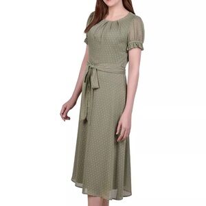 NY COLLECTION Swiss dot belt dress